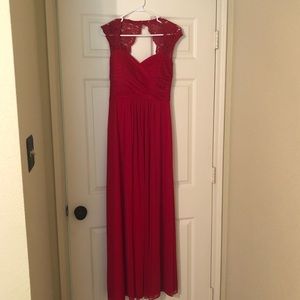 Camille La Vie red dress with lace shoulders!